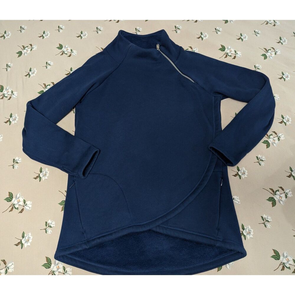 Deep Blue Athleta Wrap Fleece Sweatshirt size Large Tall